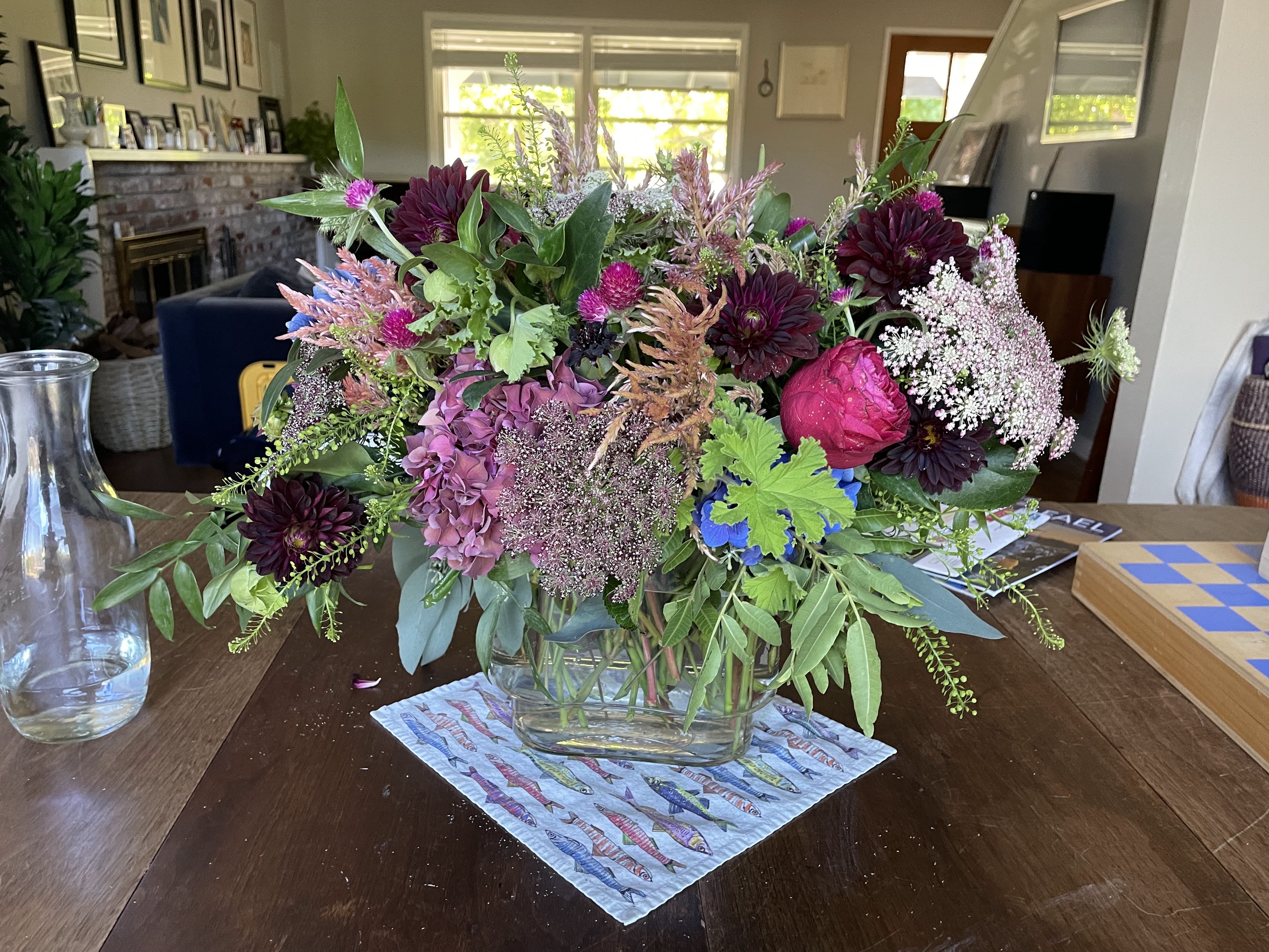 Bright mixed seasonal floral arrangement